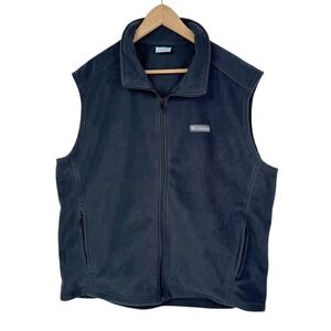 Columbia Mens Fleece Vest Black Full Zip Pockets Outdoor Gorpcore XL Hiking Cozy
